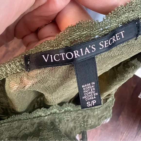 Victoria's Secret Olive Green Floral Lace Crochet Mesh Hi-Lo Tank - Picture 8 of 8